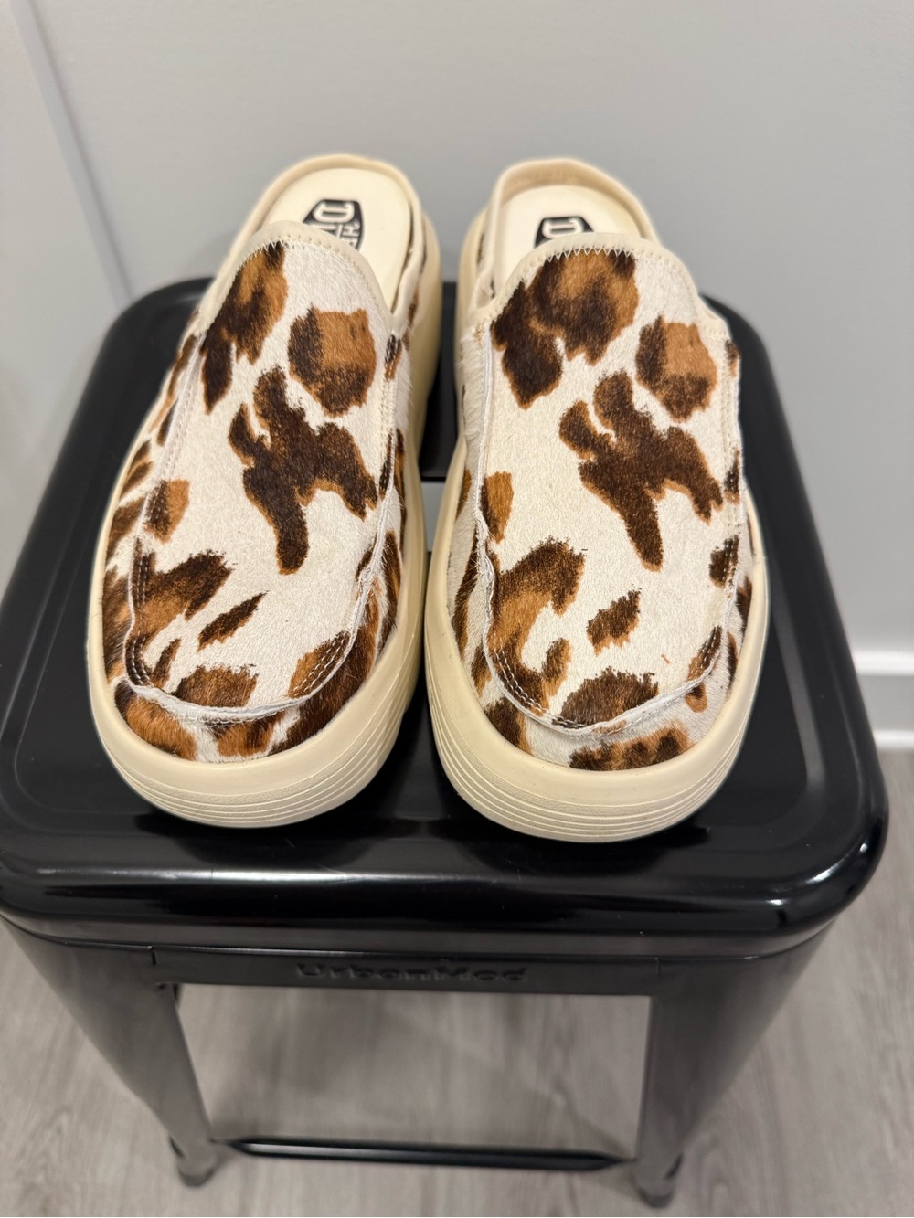 Hey Dude Women's Leopard Slip-On Platform Mules - Brown & Cream - Picture 2 of 11